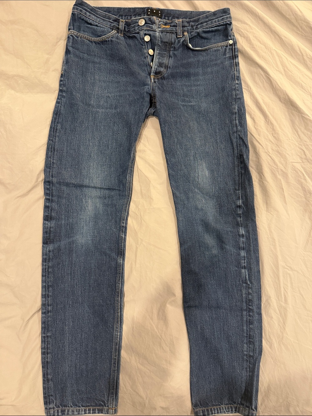 Slim Straight Men's Denim Jeans in Dark Blue Wash